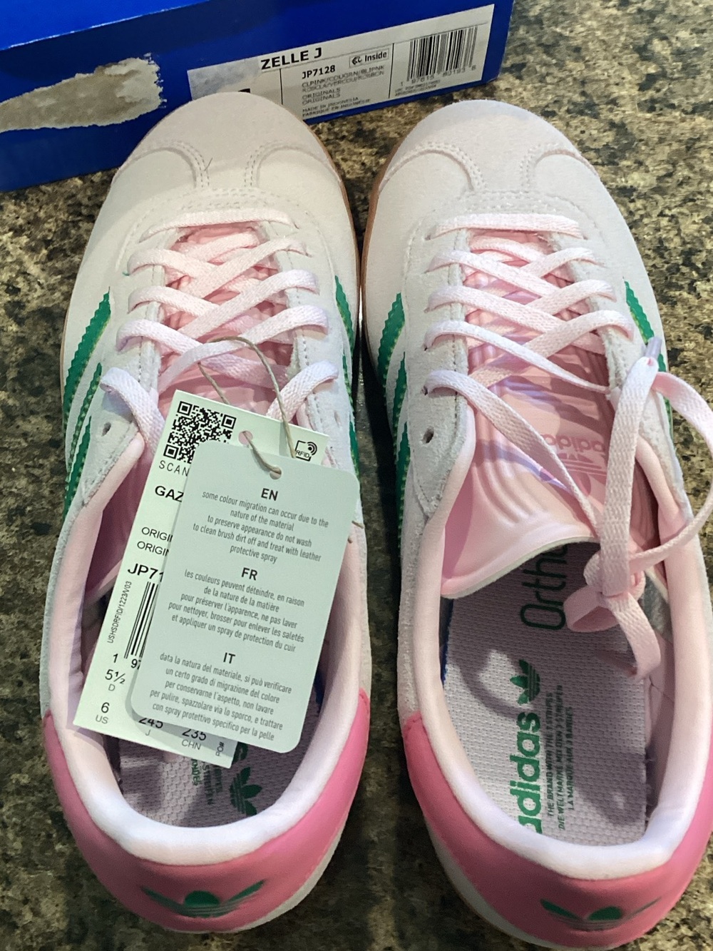adidas Pink and Green Retro Low-Top Sneakers - Women